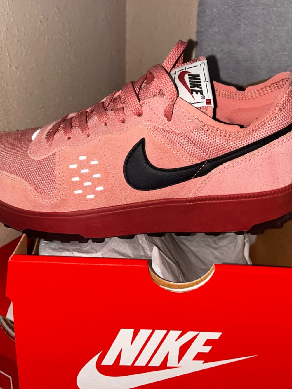 Nike Pink Low-Top Skate Shoe with White Swoosh